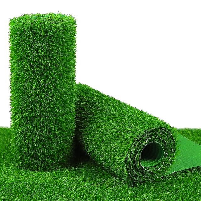 Artificial grass roll with rubber backing and microchannels