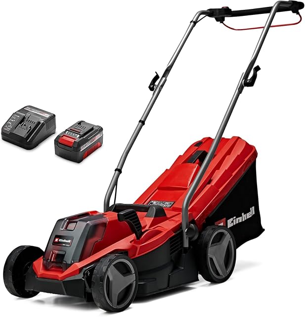 Einhell GE-CM 18/33 Li cordless lawnmower with a 33 cm deck and a Power X-Change battery