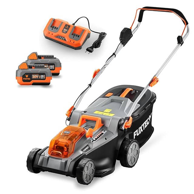 FUXTEC FX-E2RM43SET cordless lawnmower with a 43 cm deck and two 20V battery packs