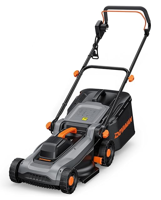 DOVAMAN LA36A corded electric lawnmower with a 36 cm deck and a 40-litre grass box