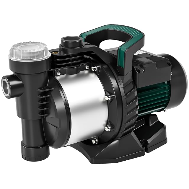 LANCHEZ stainless steel garden pump with an inlet filter and carry handle
