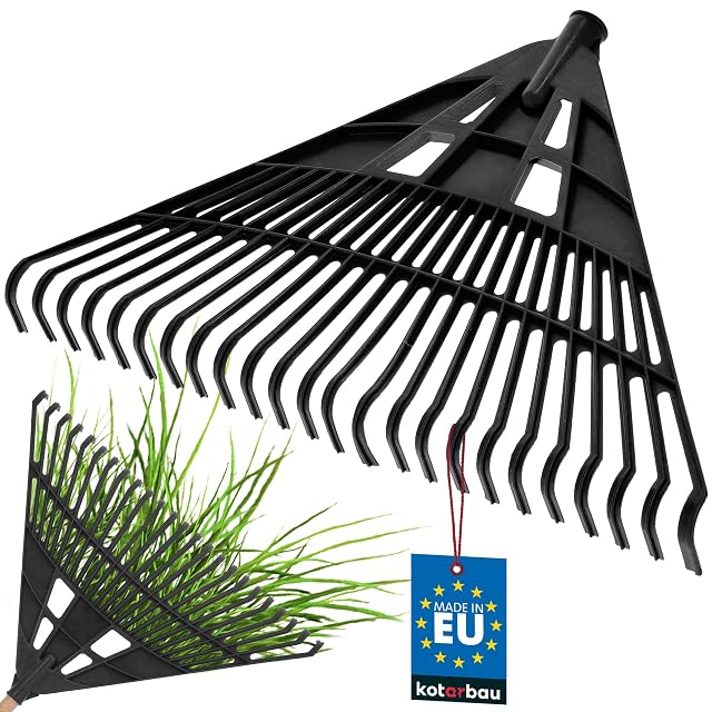Wide black plastic fan rake head without handle