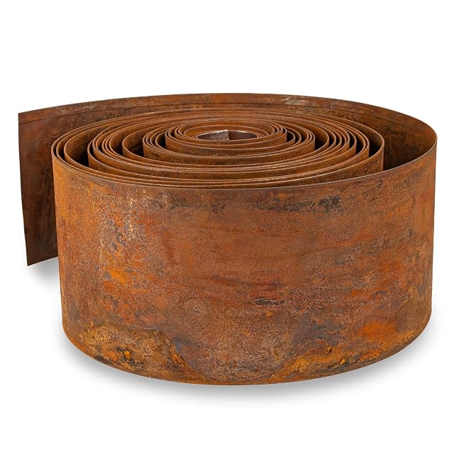 Pre-patinated Corten steel lawn edging roll