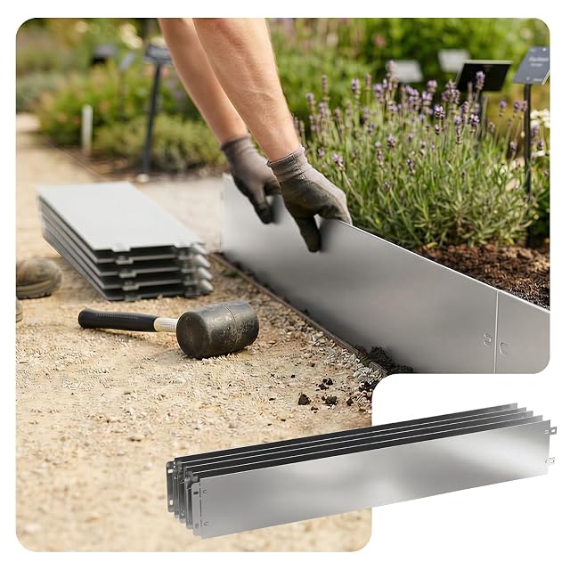 Galvanised steel lawn edging panels