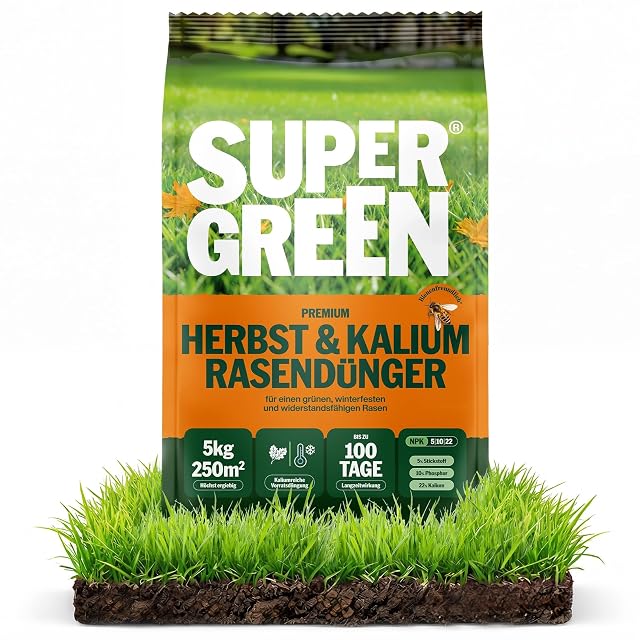 Five kilogram bag of potassium autumn lawn fertiliser