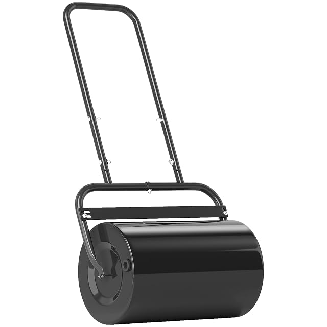 Outsunny black steel lawn roller with U-shaped handle