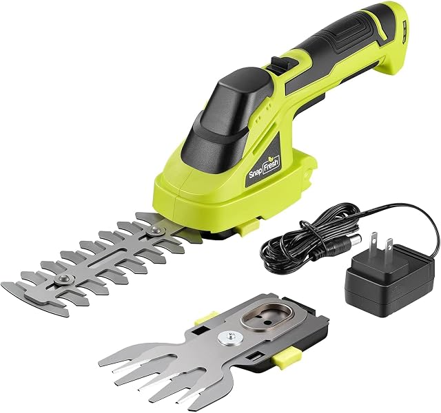 Cordless grass shears with interchangeable hedge blade