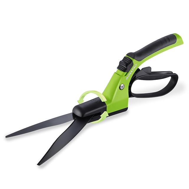 Hand grass shears with rotating blade head and loop handle
