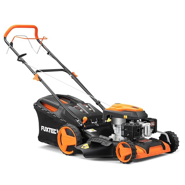 FUXTEC FX-RM5196 petrol lawnmower with a 51 cm deck and rear-wheel drive