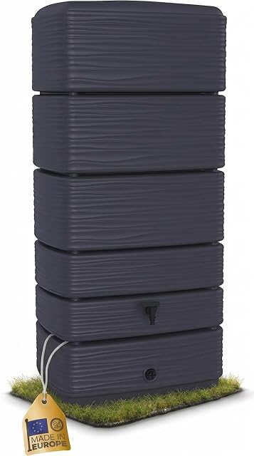 Graphite flat-backed 300 litre rainwater wall tank