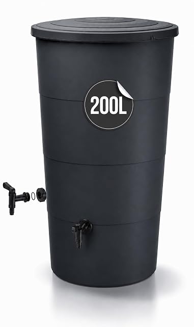 Anthracite round 200 litre water butt with tap