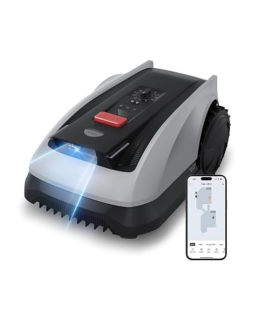 ECOVACS GOAT O600 RTK robot lawnmower with satellite navigation and an AI camera