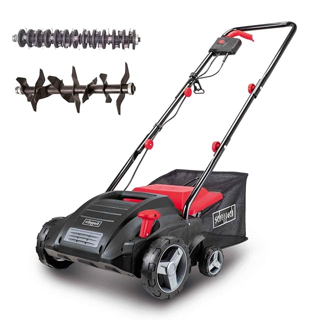 Scheppach SC32 electric scarifier with a 32 cm working width and a 30-litre catcher