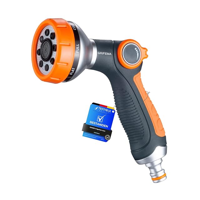 Garden spray gun with extended handle and eight-pattern head