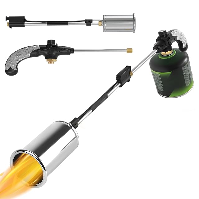 Propane weed burning torch with cartridge fitting