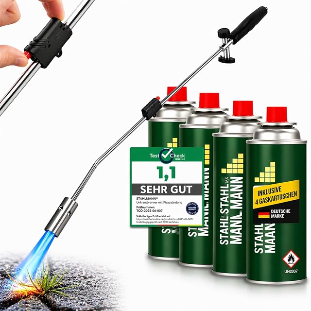 Weed burner with piezo ignition and butane cartridges