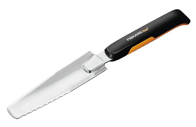 Long stainless steel hand weeding knife with soft grip