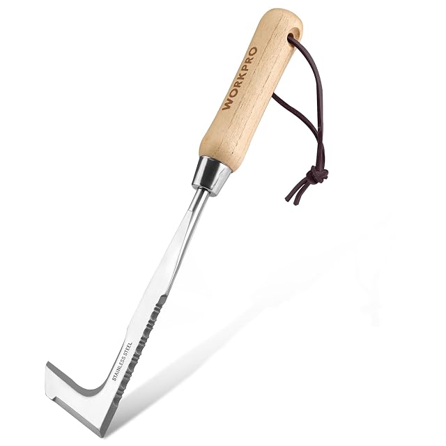 L-shaped stainless steel joint scraper with wooden handle