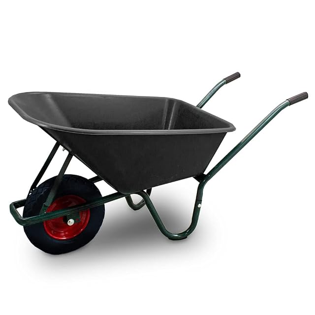 Wheelbarrow with black PVC tub and solid polyurethane wheel
