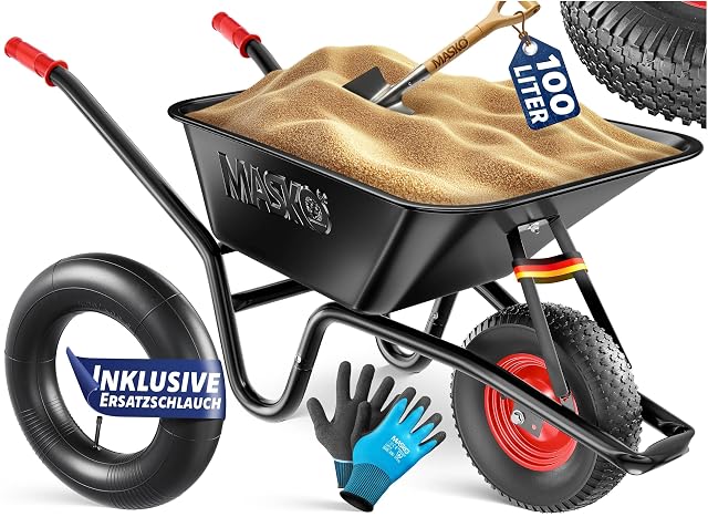 Galvanised steel wheelbarrow with pneumatic wheel