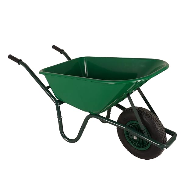Wheelbarrow with plastic tub and metal frame