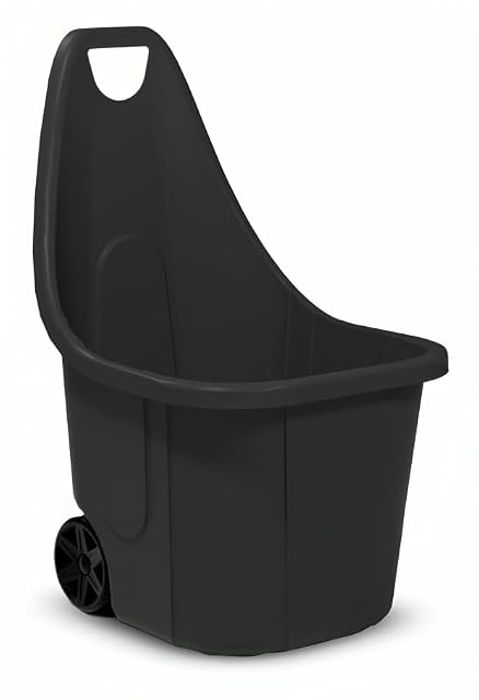 Small black plastic garden wheelbarrow